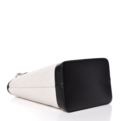Saint Laurent Canvas Calfskin Teddy Drawstring Shopping Tote White Black 5 of 9