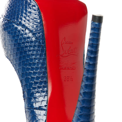 Christian Louboutin Snakeskin Lady Peep 150 Pumps 38.5 Navy 6 of 8