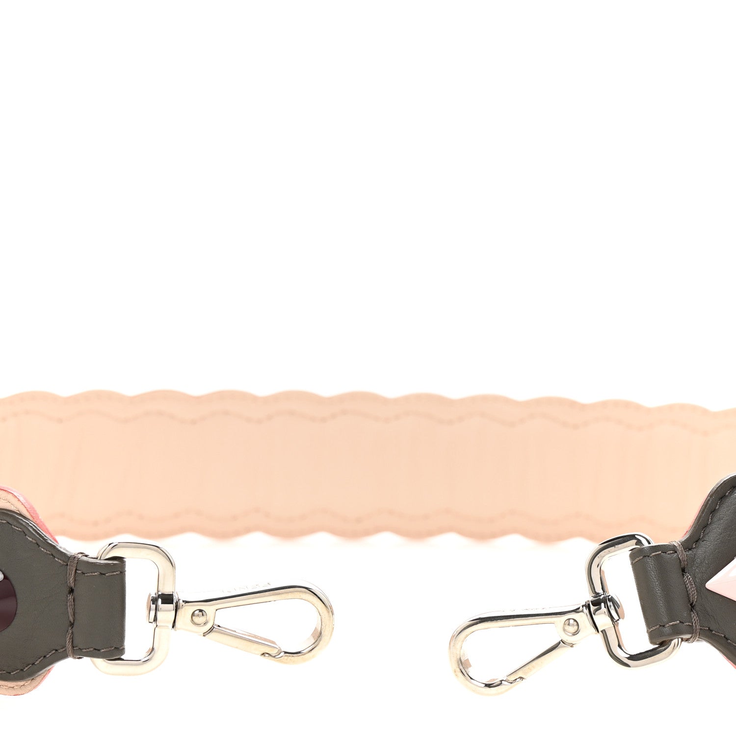 Fendi Vitello Dolce Nappa Hypnoteyes Bi-Color Scalloped Spike Studded Strap You Carbone Plaster White Multicolor 3 of 5