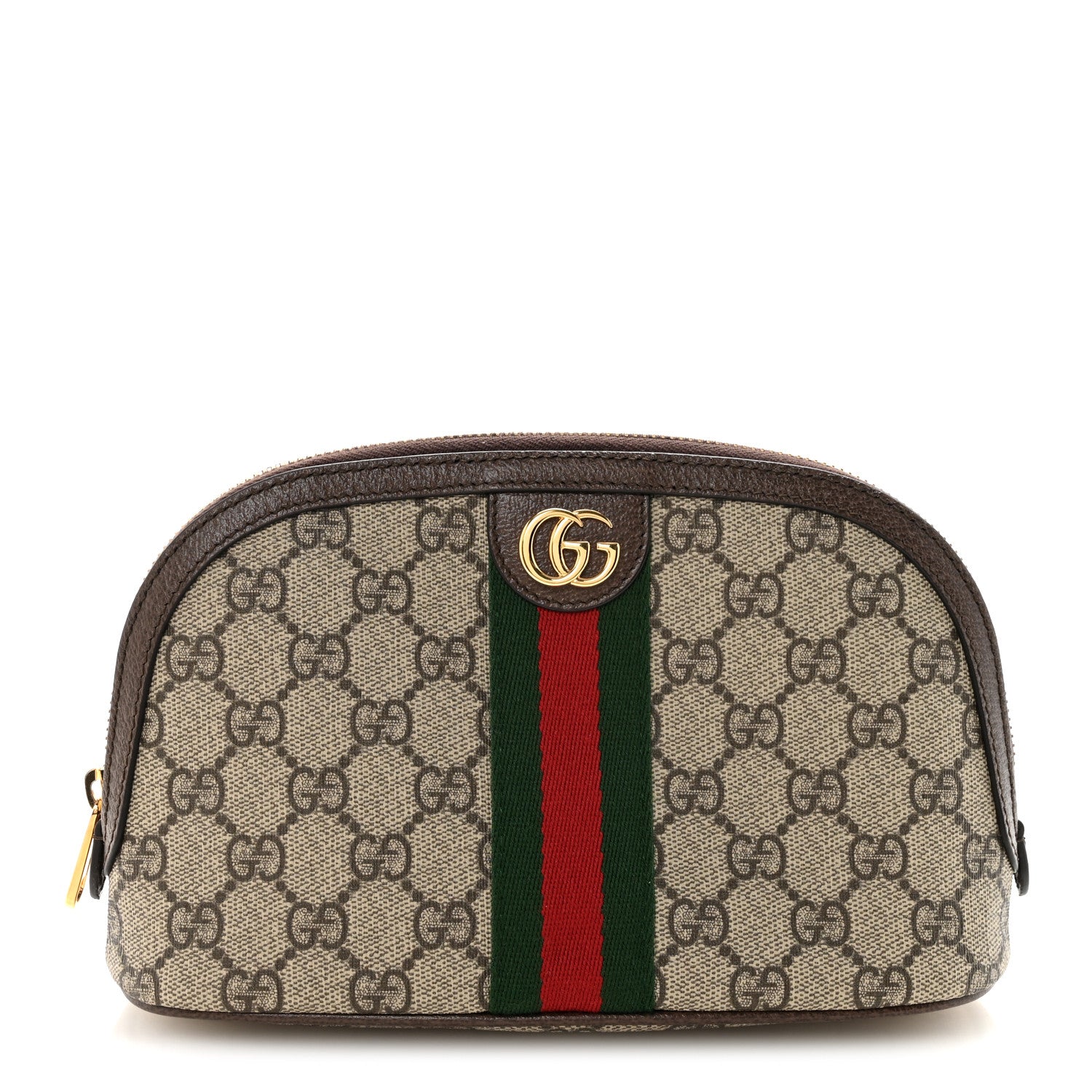 Gucci GG Supreme Monogram Textured Calfskin Web Large Ophidia Cosmetic Case Beige Ebony New Acero 1 of 7