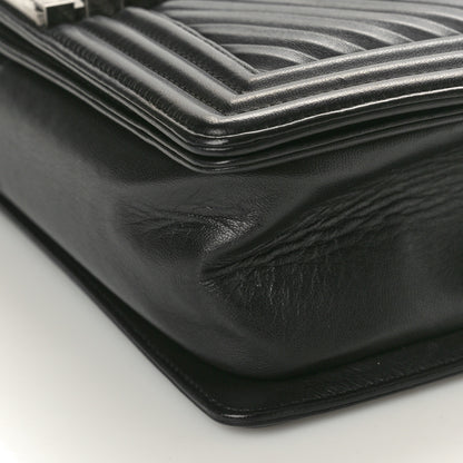 Chanel Lambskin Pleated Medium Boy Flap Black 9 of 10