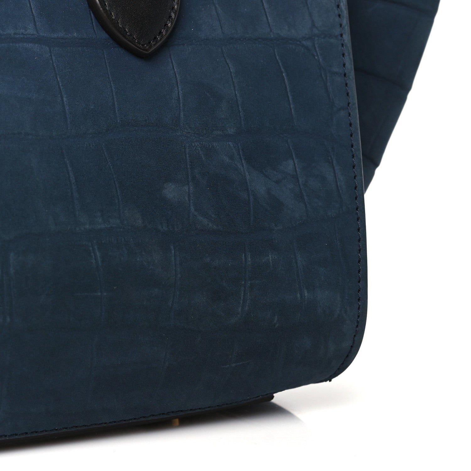 Celine Smooth Calfskin Nubuck Crocodile Embossed Small Tie Knot Tote Navy 12 of 12