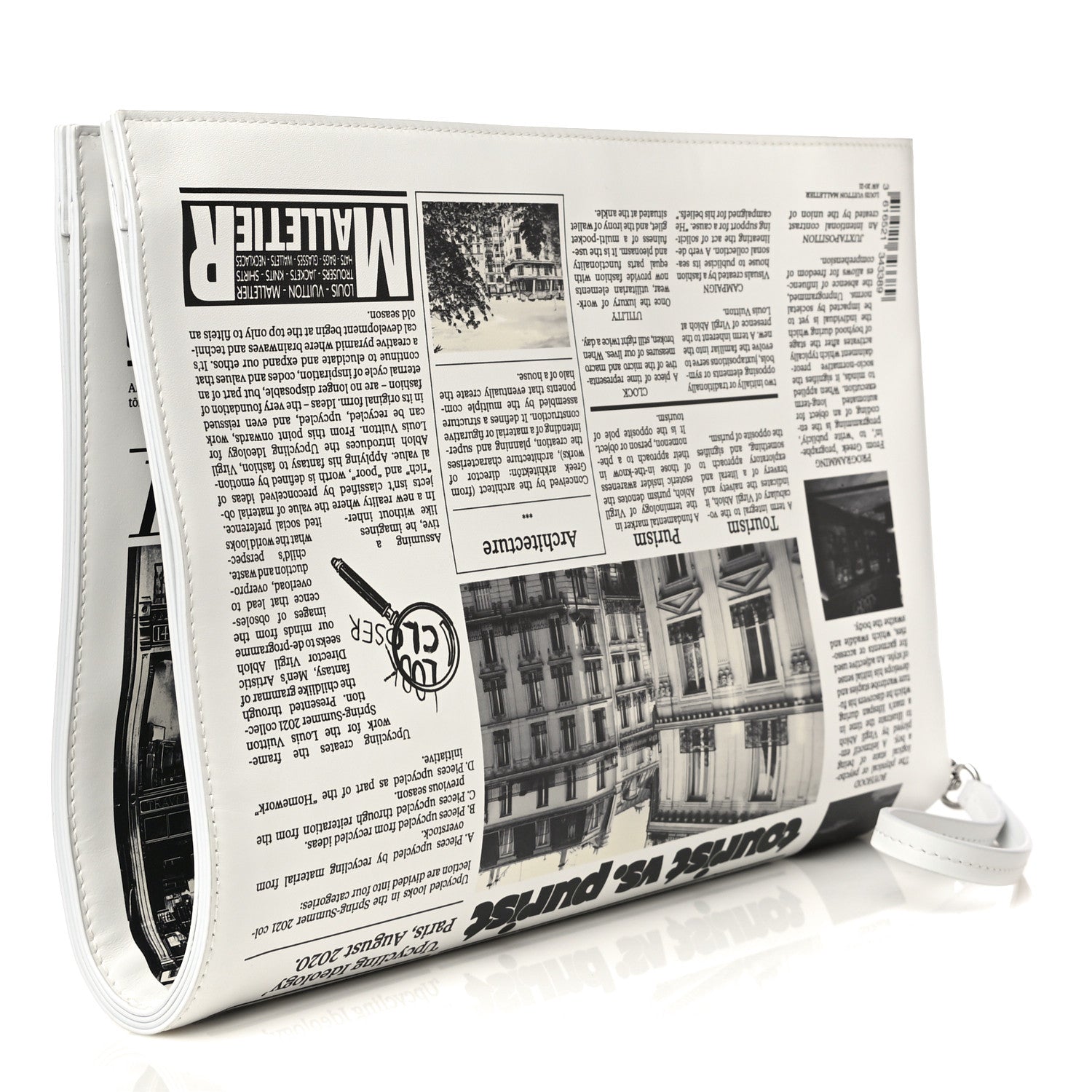 Louis Vuitton Calfskin Newspaper Print Pouch 3 of 11