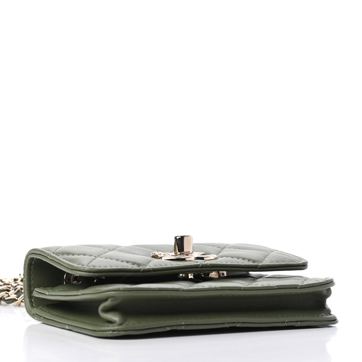 Chanel Lambskin Quilted Trendy CC Card Holder On Chain Green 3 of 4