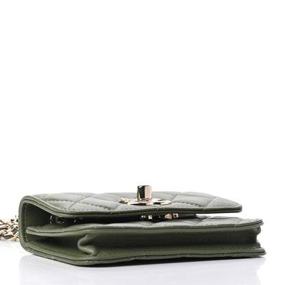 Chanel Lambskin Quilted Trendy CC Card Holder On Chain Green 3 of 4