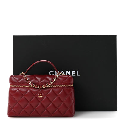 Chanel Lambskin Quilted Top Handle Slim Vanity With Chain Burgundy 11 of 11