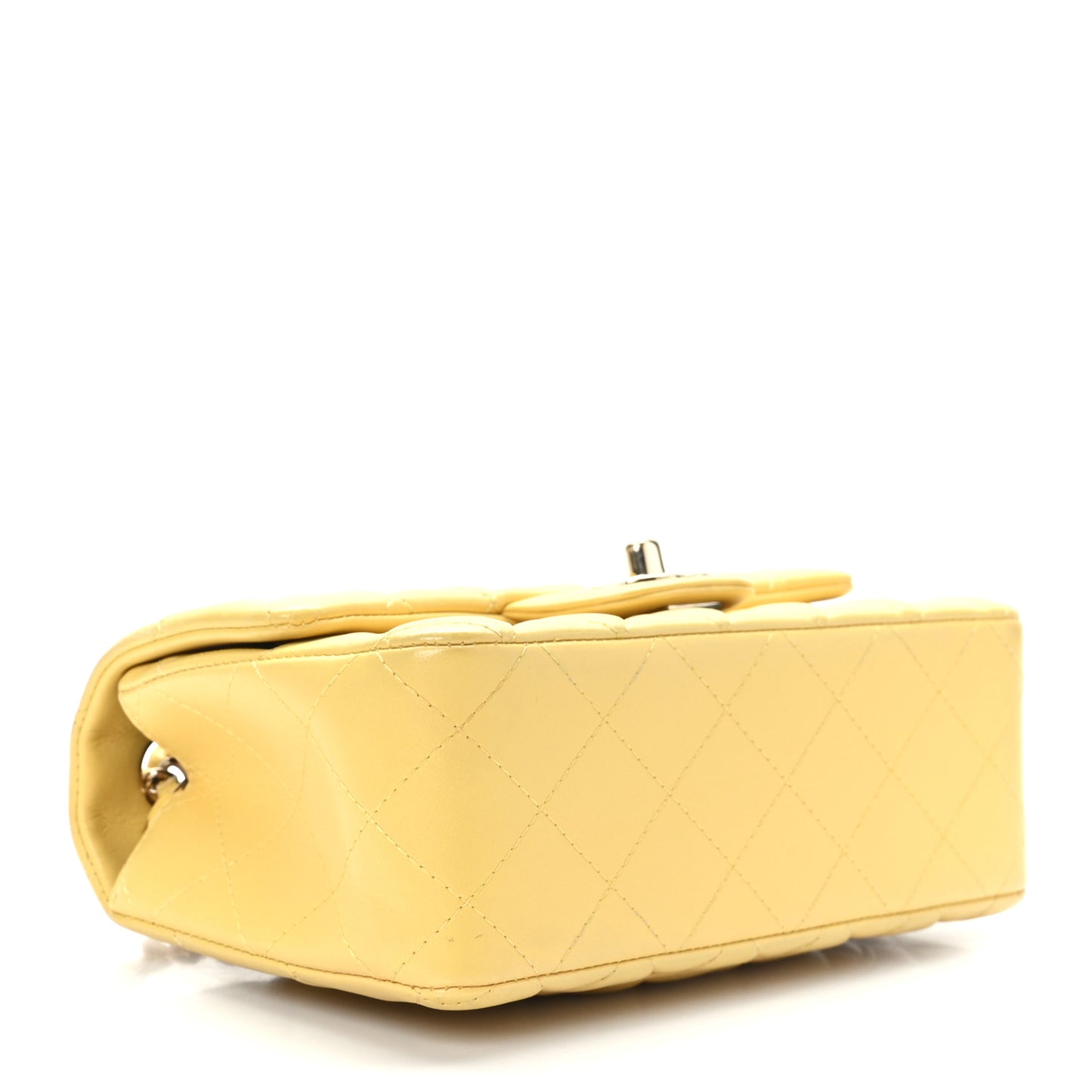 Lambskin Quilted Mini Rectangular Flap Yellow