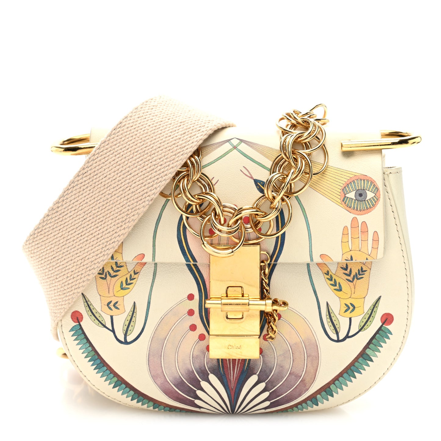 Calfskin Printed Mini Drew Bi-Color Shoulder Bag Light Multicolor