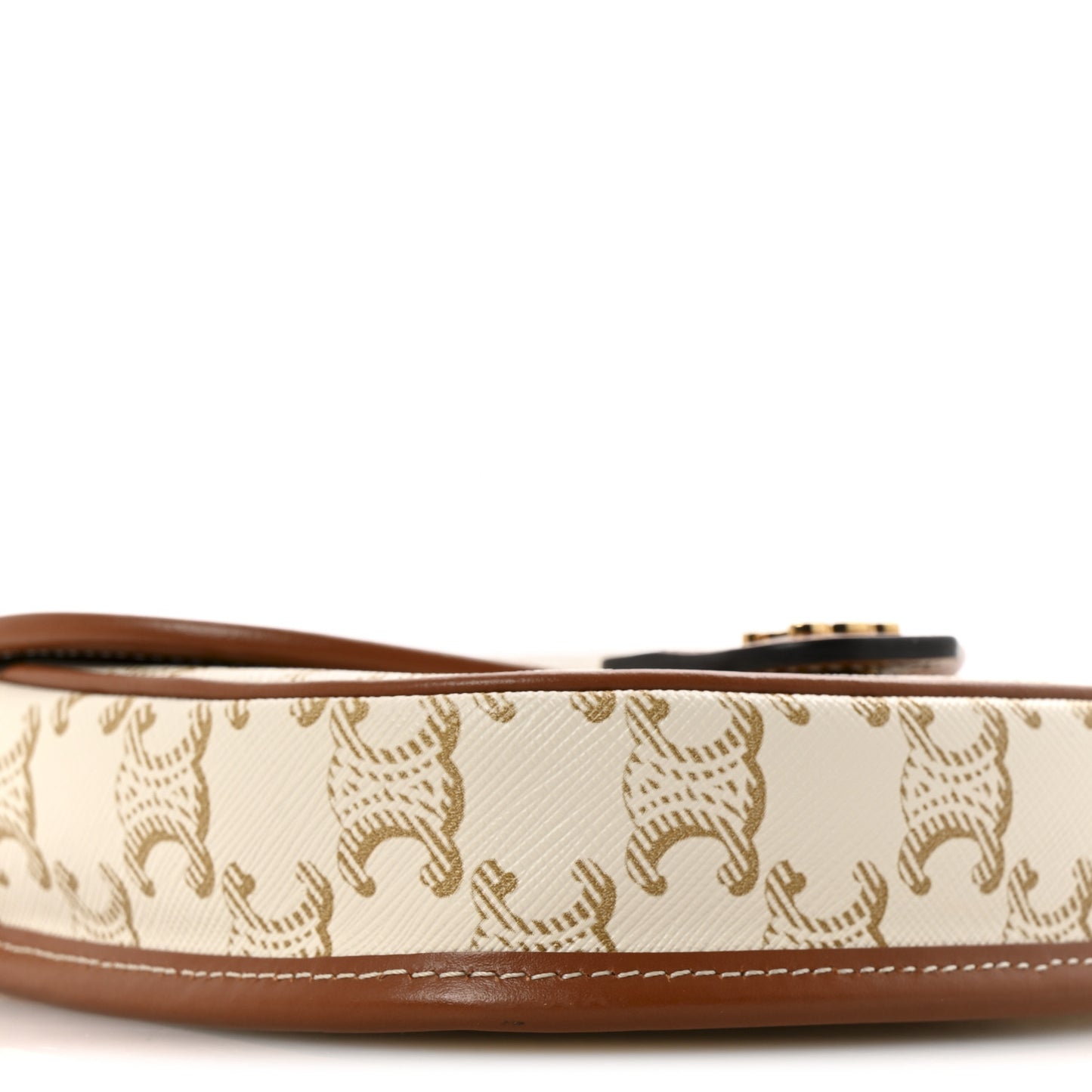 Triomphe Canvas Calfskin Mini Besace Bag White