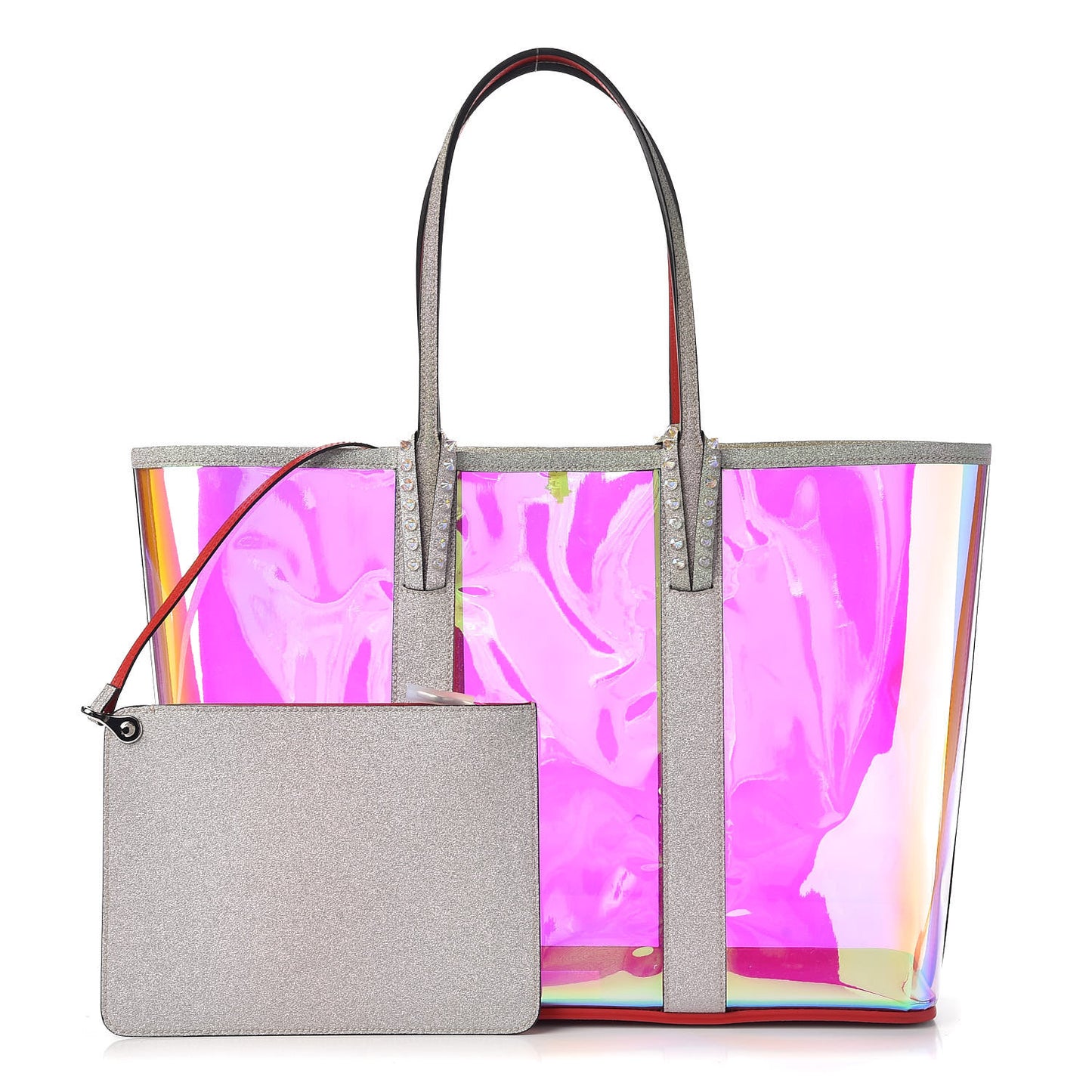 PVC Spikes East West Cabata Tote Silver