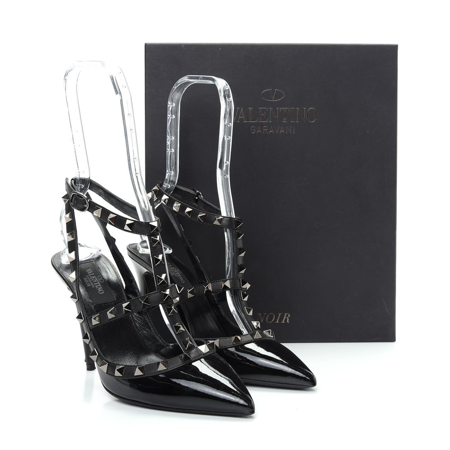 Patent Rockstud Ankle Strap Pumps 37 Black