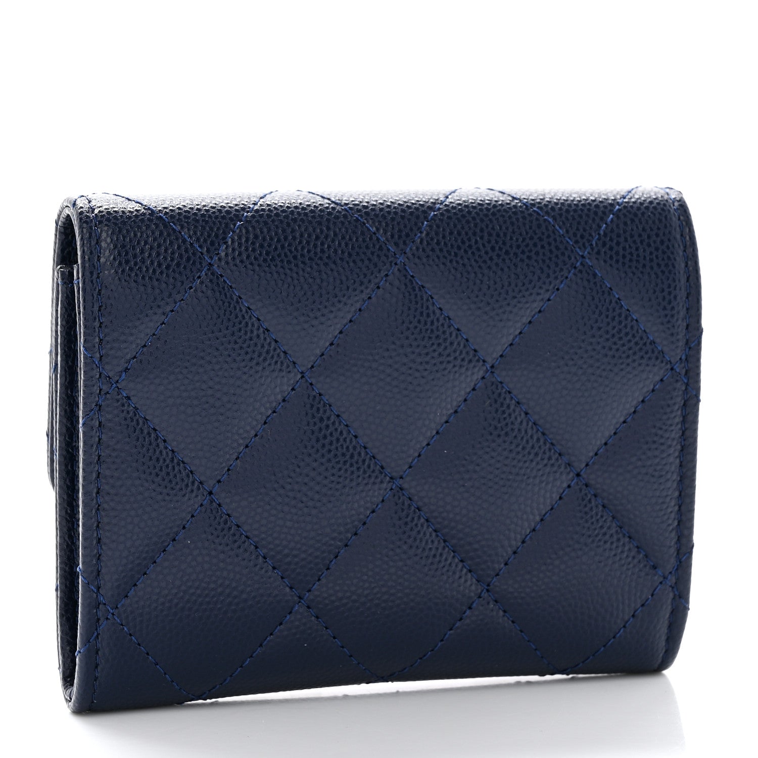 Chanel Caviar Quilted Crystal Enamel Flap Card Holder Navy Blue 3 of 9