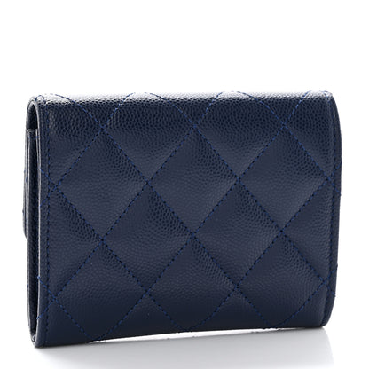 Chanel Caviar Quilted Crystal Enamel Flap Card Holder Navy Blue 3 of 9