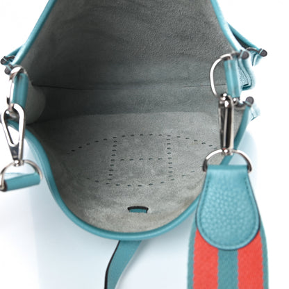 Hermes Taurillon Clemence Amazone Evelyne III PM Bleu Saint Cyr Orange Poppy 5 of 11