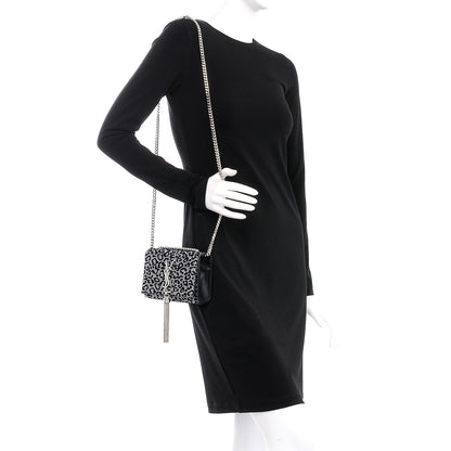Saint Laurent Glitter Leopard Small Monogram Kate Tassel Satchel Platine Black 2 of 9