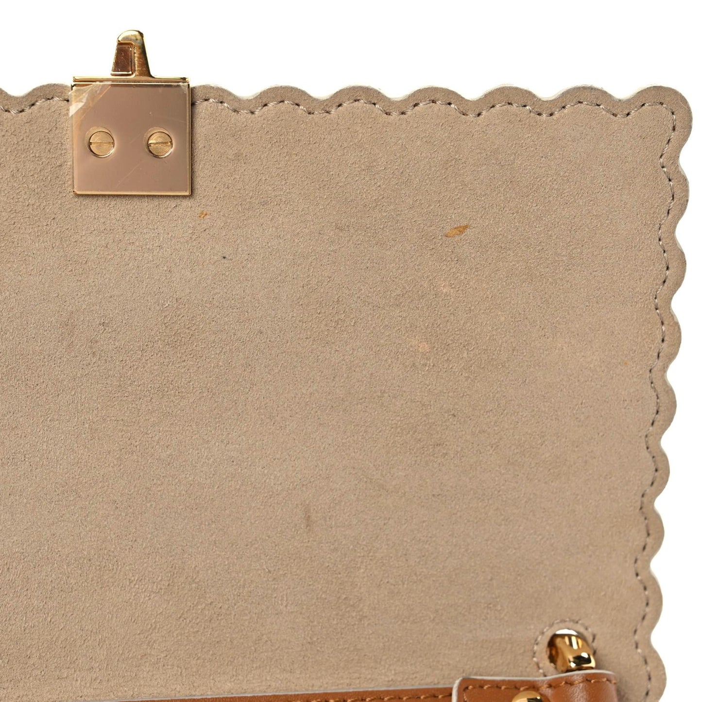 Vitello Liberty Scalloped Studded Small Kan I Shoulder Bag Caramello