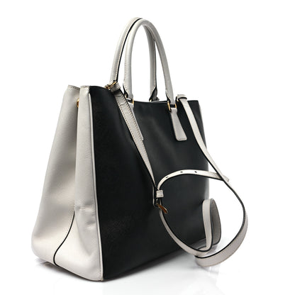 Prada Saffiano Lux Medium Bi-Color Tote Black Talco 3 of 8