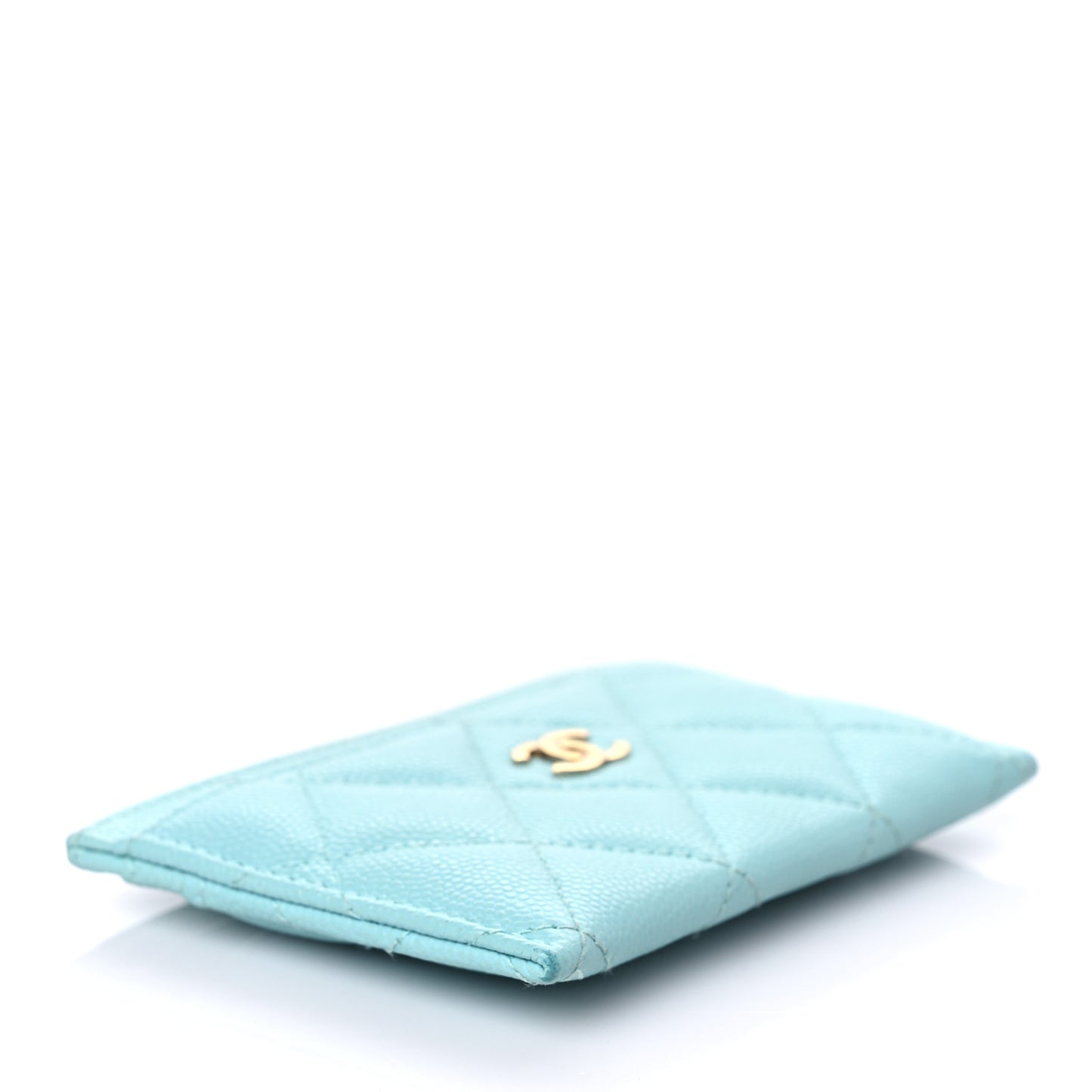 Caviar Quilted Card Holder Light Blue