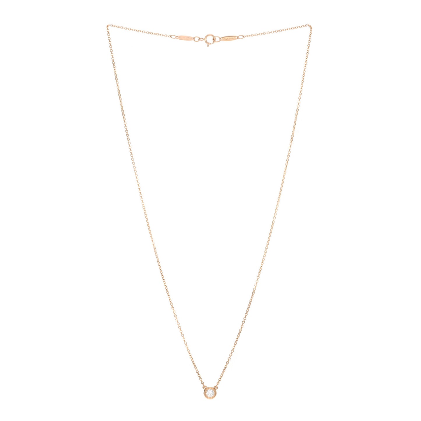 18K Rose Gold Diamond .17ct Elsa Peretti Diamonds by the Yard Pendant Necklace