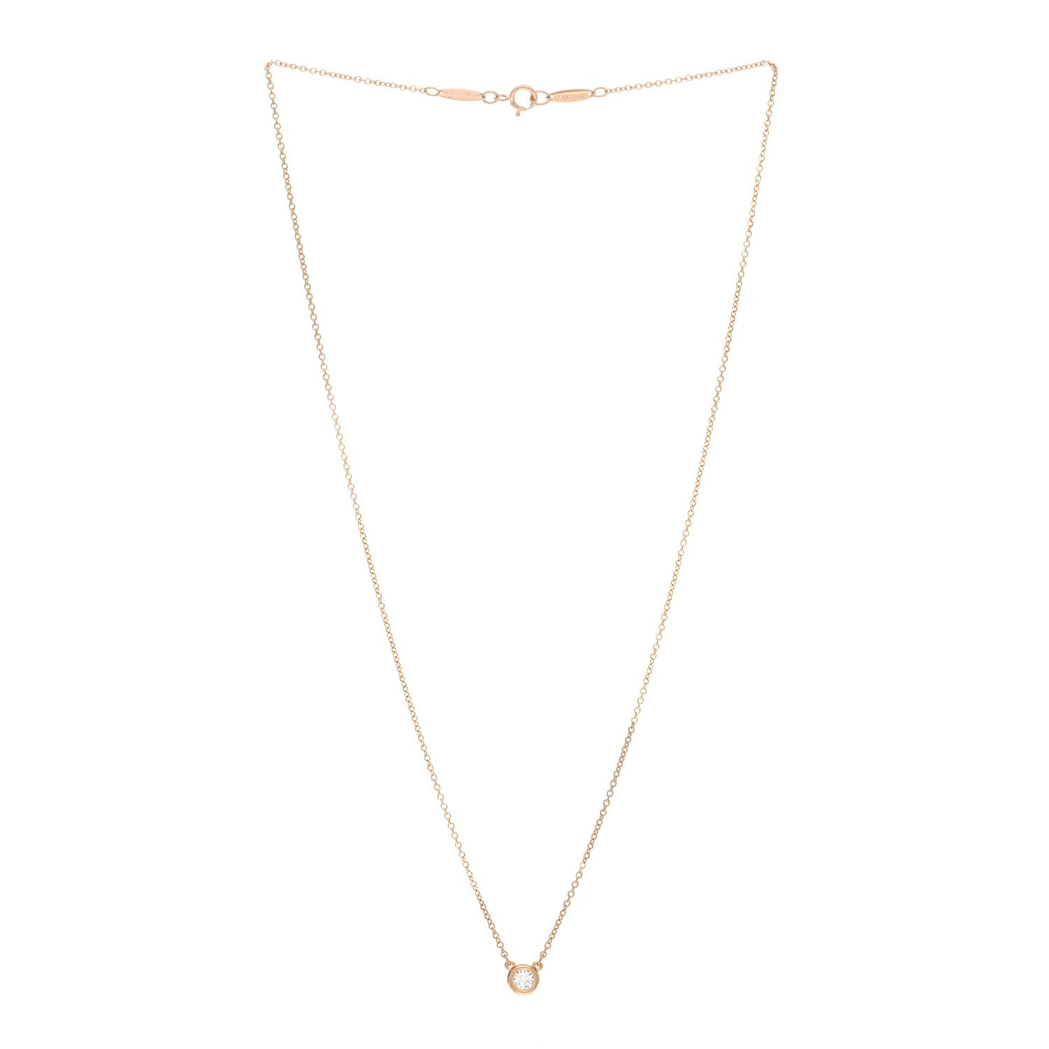 Tiffany 18K Rose Gold Diamond .17ct Elsa Peretti Diamonds by the Yard Pendant Necklace 2 of 4