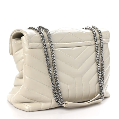Saint Laurent Calfskin Y Quilted Monogram Medium Loulou Chain Satchel Ivory 3 of 12