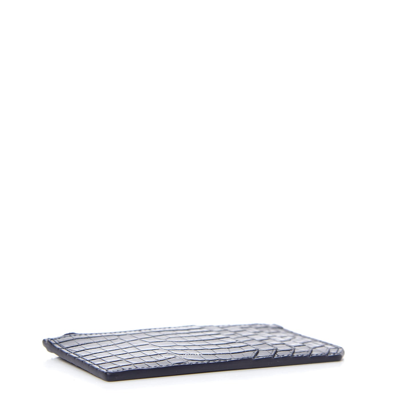 Calfskin Crocodile Embossed 5 Fragments Zip Pouch Card Holder Blue Marine