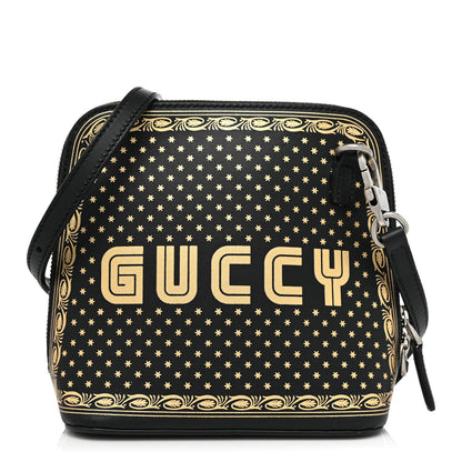 Gucci X SEGA Calfskin GUCCY Stars Mini Dome Shoulder Bag Black Gold 1 of 13