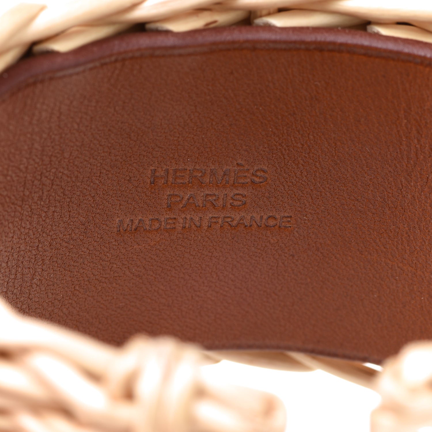 Hermes Wicker Barenia Medor Picnic Cuff Bracelet T2 Fauve 4 of 7