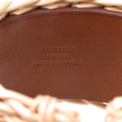 Hermes Wicker Barenia Medor Picnic Cuff Bracelet T2 Fauve 4 of 7
