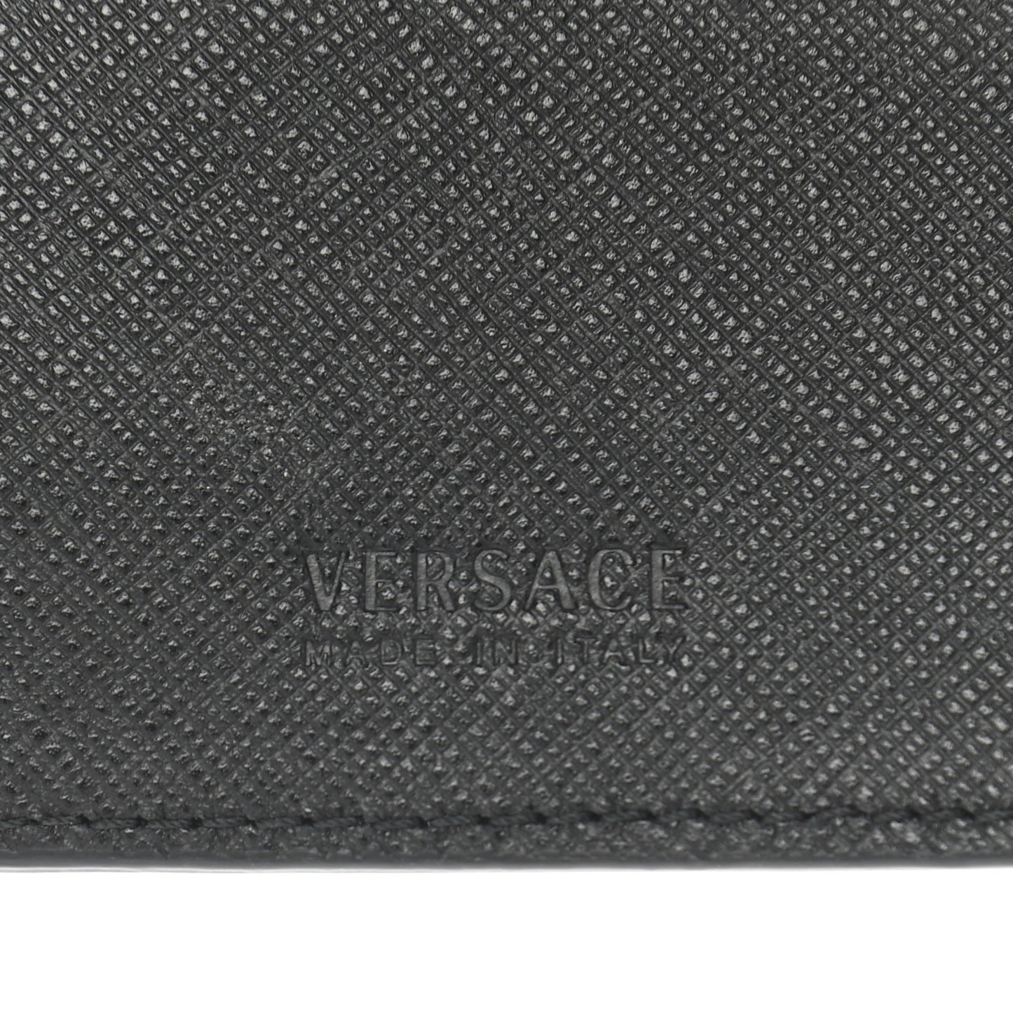 Calfskin PVC Barocco Printed Bi-Fold Wallet Black Gold