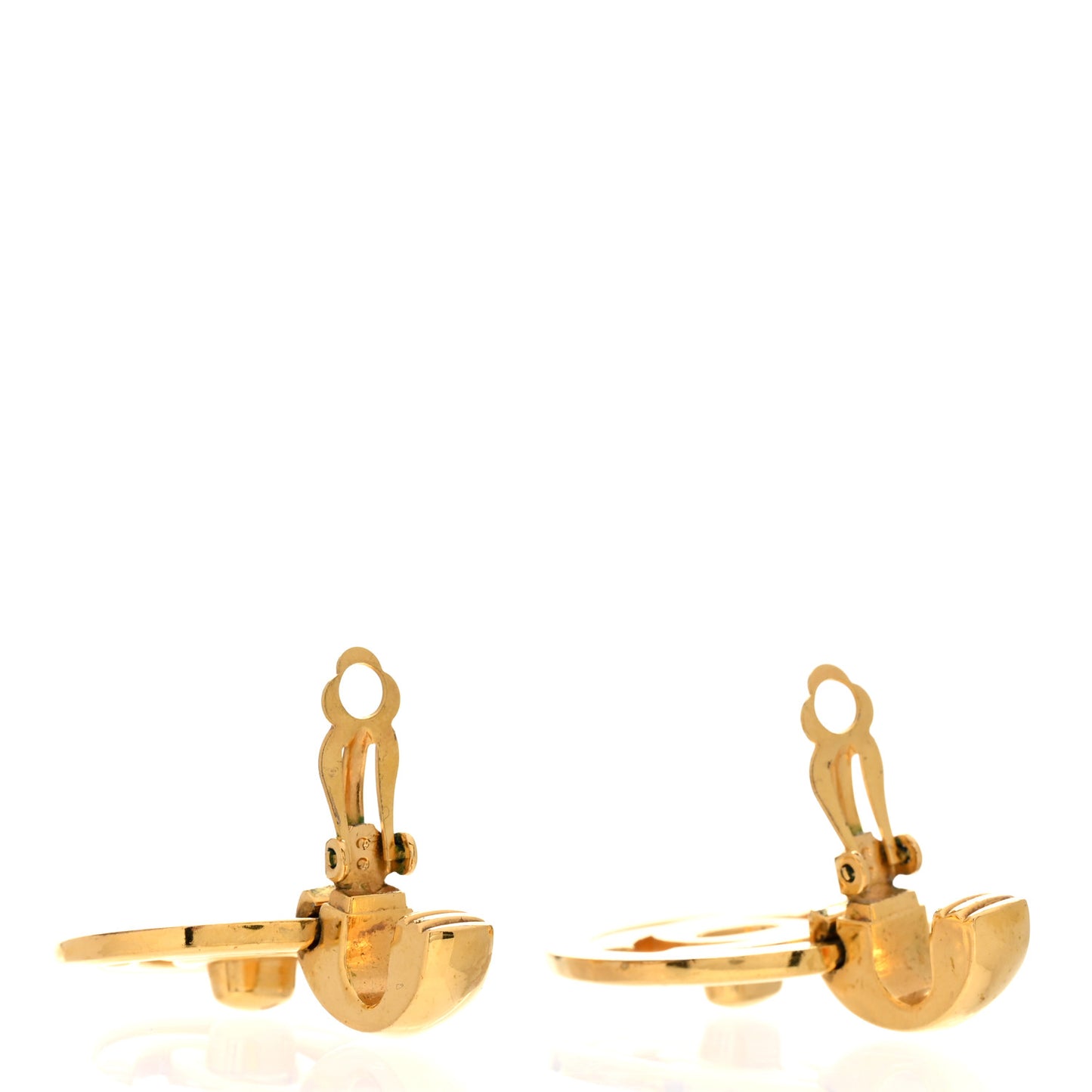 Metal CC Turnlock Clip On Earrings Gold