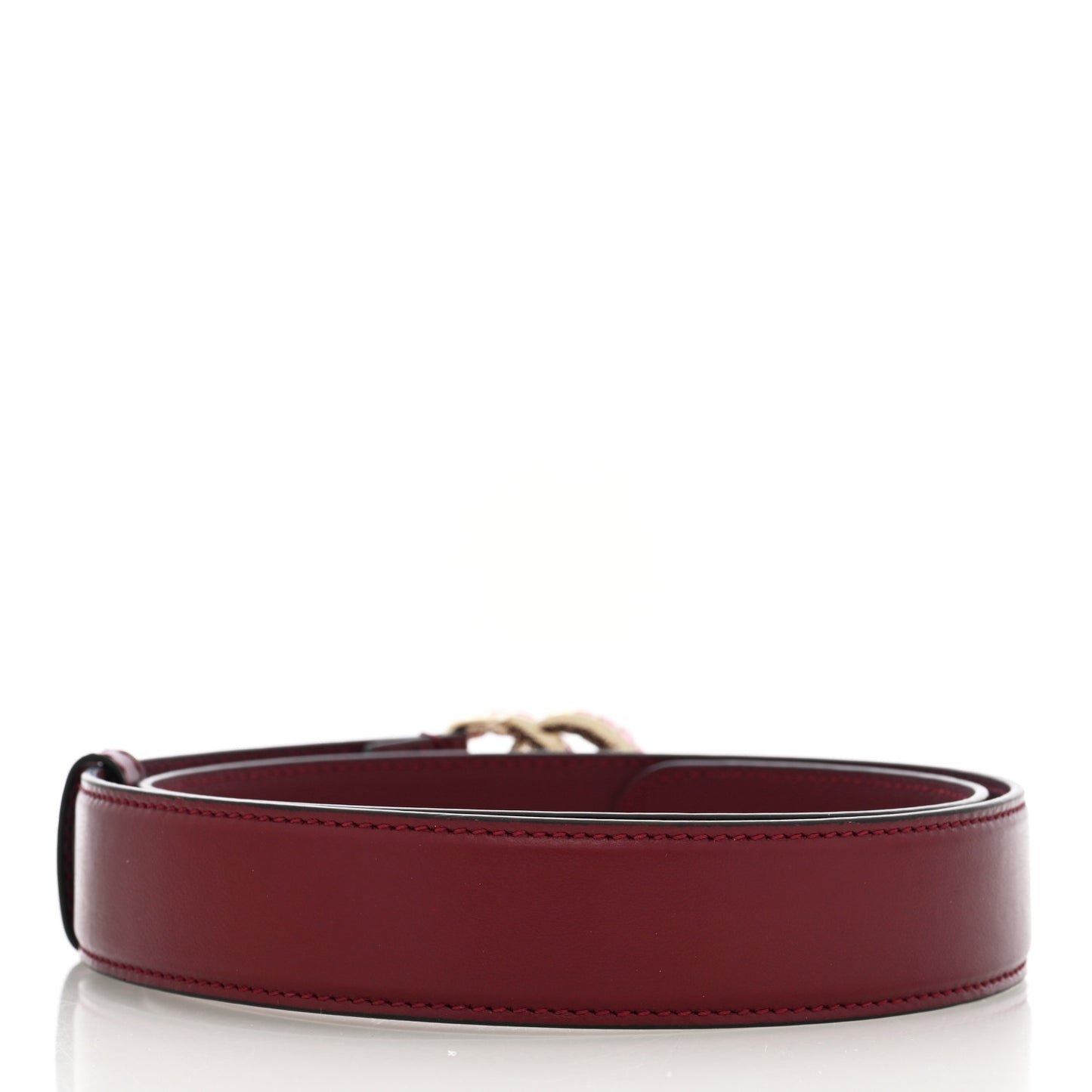 Calfskin Baguette Crystal Double G 30mm Belt 75 30 Burgundy