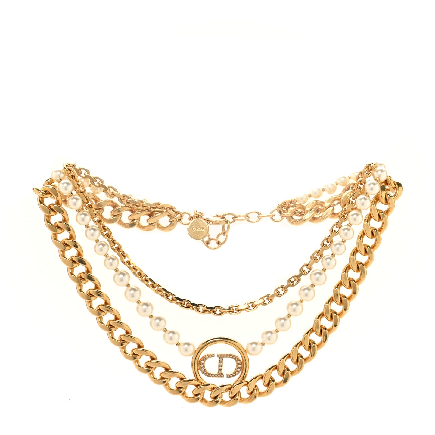 Metal Pearl 30 Montaigne Layered Choker Necklace Gold