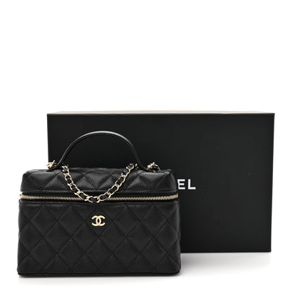 Chanel Caviar Quilted Top Handle Slim Vanity With Chain Black 10 of 10