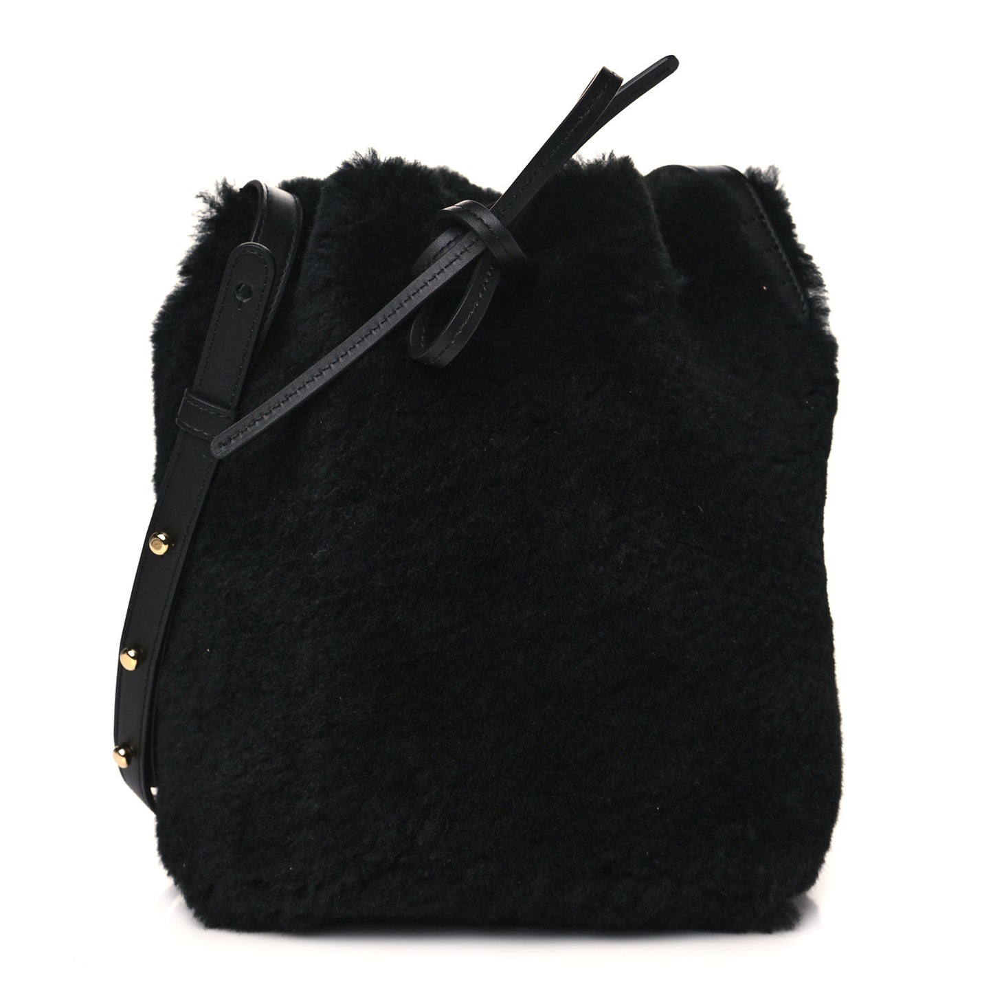 Shearling Mini Bucket Bag Black