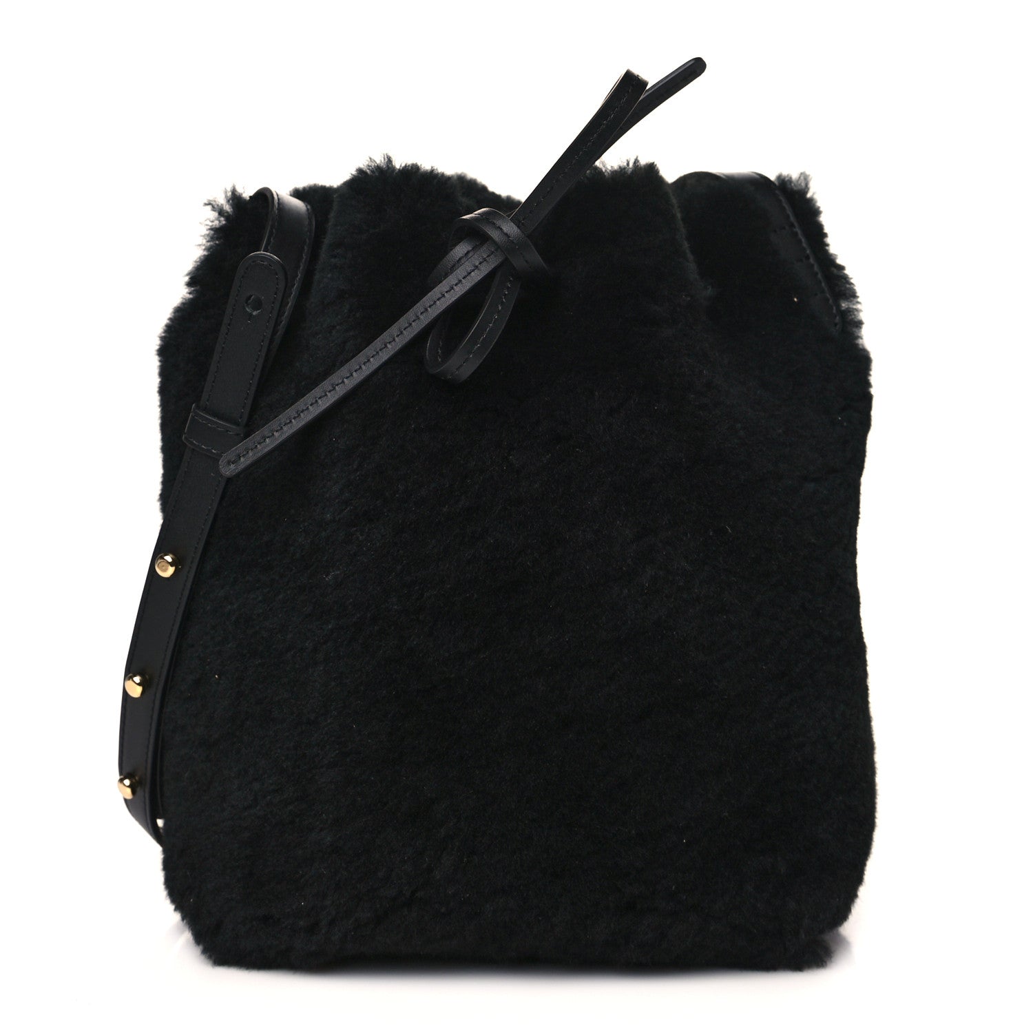 Mansur Gavriel Shearling Mini Bucket Bag Black 1 of 9