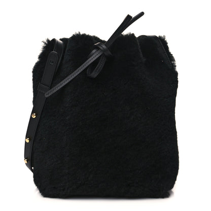 Mansur Gavriel Shearling Mini Bucket Bag Black 1 of 9