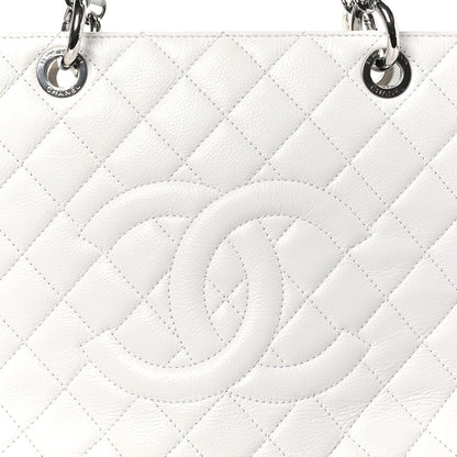 Chanel Caviar Quilted XL Grand Shopping Tote GST White 9 of 11
