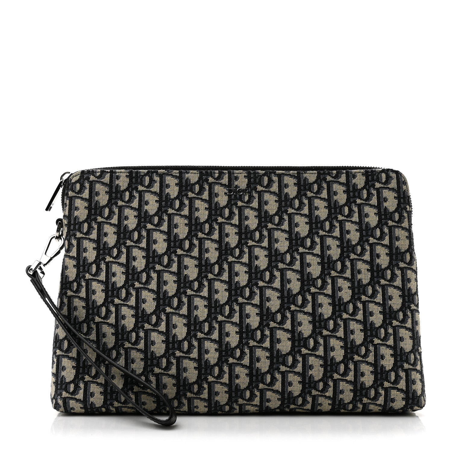 Christian Dior Oblique A4 Zipped Pouch Beige Black 1 of 7