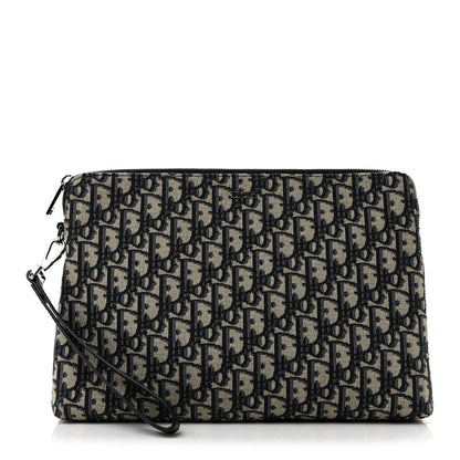 Christian Dior Oblique A4 Zipped Pouch Beige Black 1 of 7