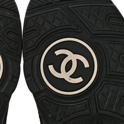 Chanel Toile Suede Calfskin CC Sneakers 38 Black 6 of 8
