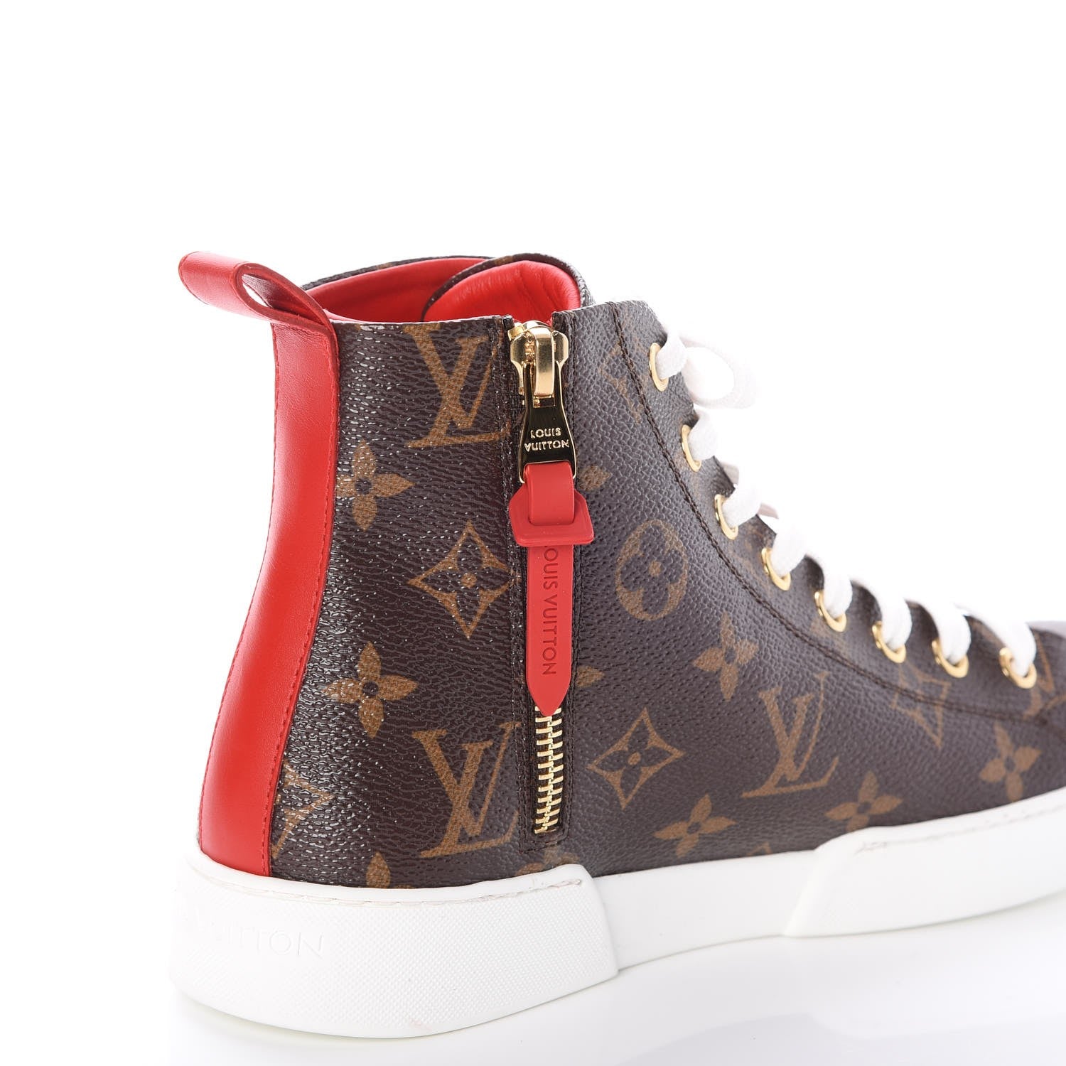 Louis Vuitton Calfskin Patent Monogram Stellar Sneaker Boots 35.5 Rouge 9 of 11