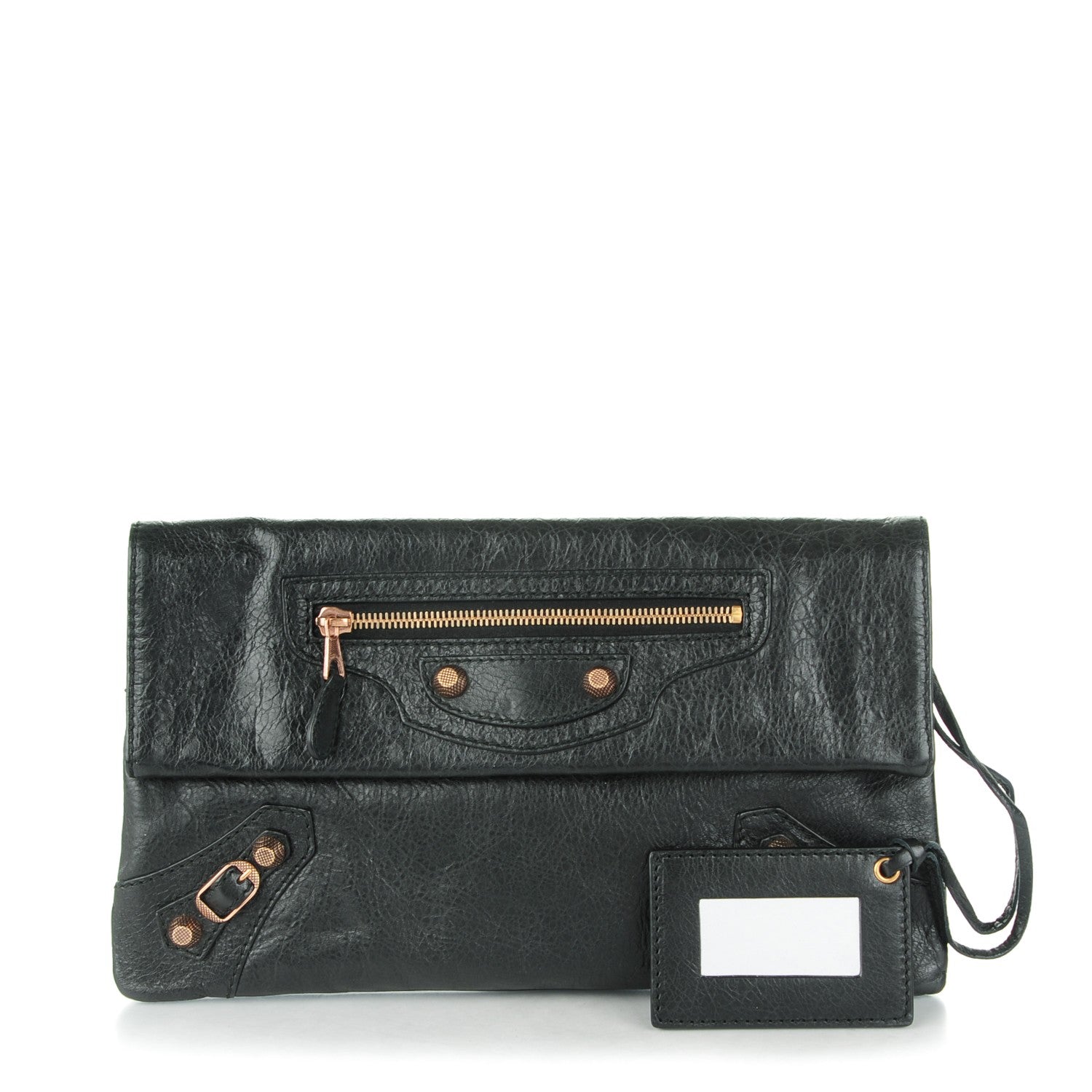 Balenciaga Agneau Giant 12 Rose Gold Hardware Envelope Clutch Black 1 of 7