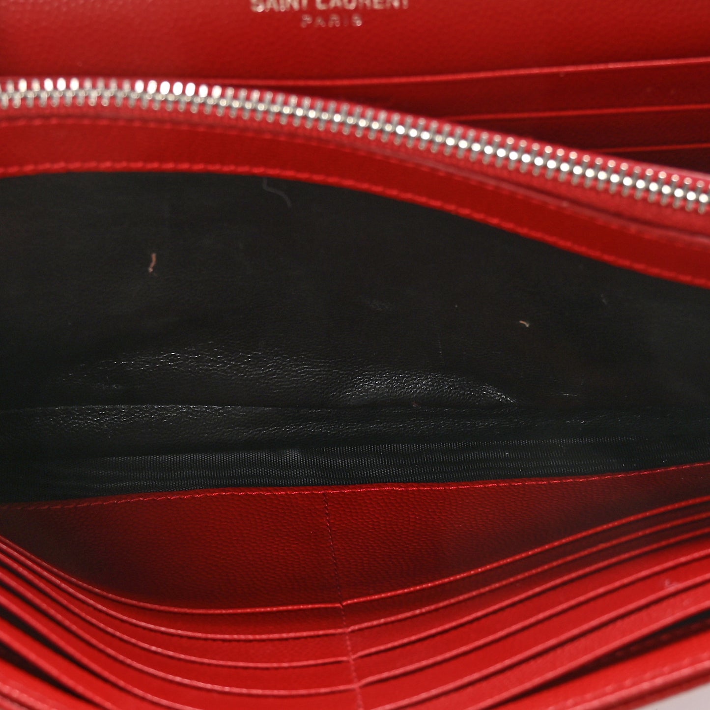 Grain De Poudre Matelasse Chevron Monogram Chain Wallet New Red