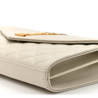 Saint Laurent Grain De Poudre Mixed Matelasse Triquilt Monogram Chain Wallet Crema Soft 10 of 12