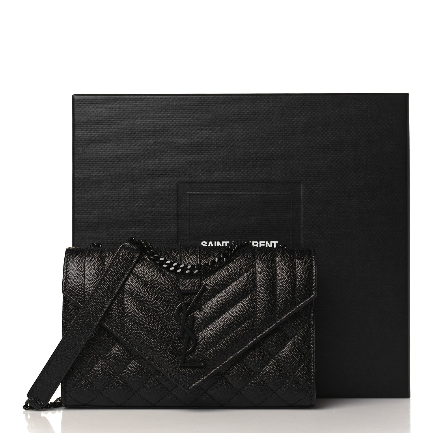 Saint Laurent Grain De Poudre Textured Mixed Matelasse Triquilt Small Monogram Monochrome Satchel Black 9 of 9