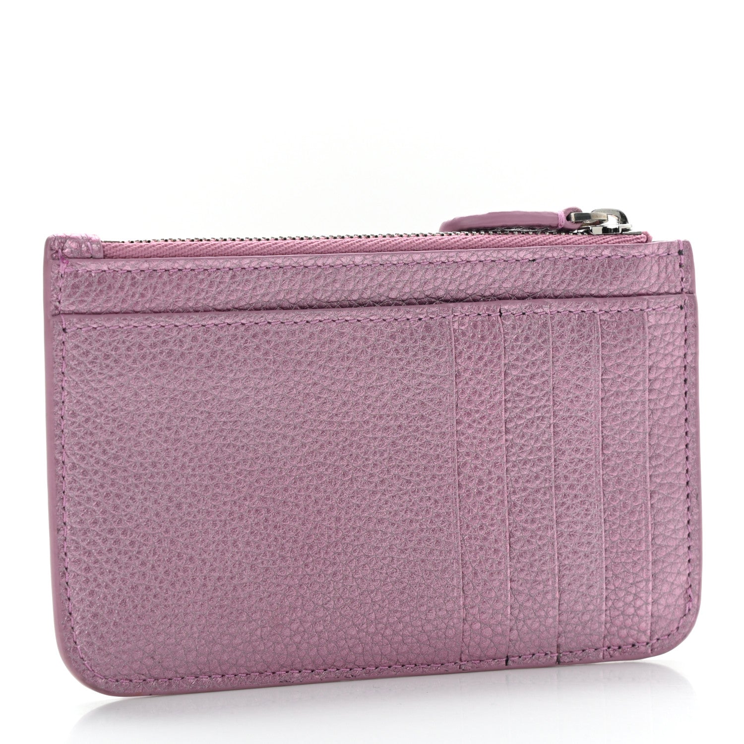 Balenciaga Metallic Grained Calfskin Logo Large Cash Long Coin Card Holder Pink Black 2 of 7