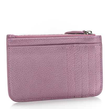 Balenciaga Metallic Grained Calfskin Logo Large Cash Long Coin Card Holder Pink Black 2 of 7