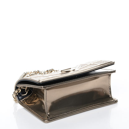 Christian Dior Metallic Patent Micro-Cannage Baby Diorama Flap Bag Gold 4 of 7