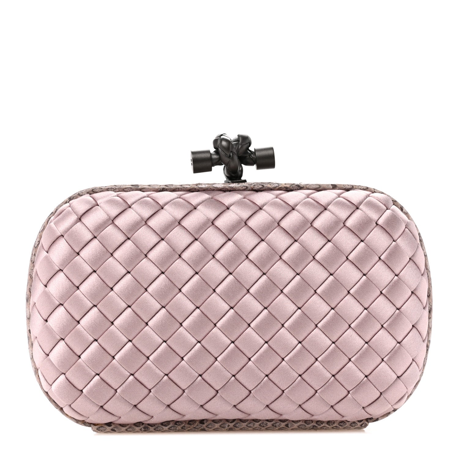 Bottega Veneta Satin Ayers Intrecciato Knot Clutch Pink 1 of 8